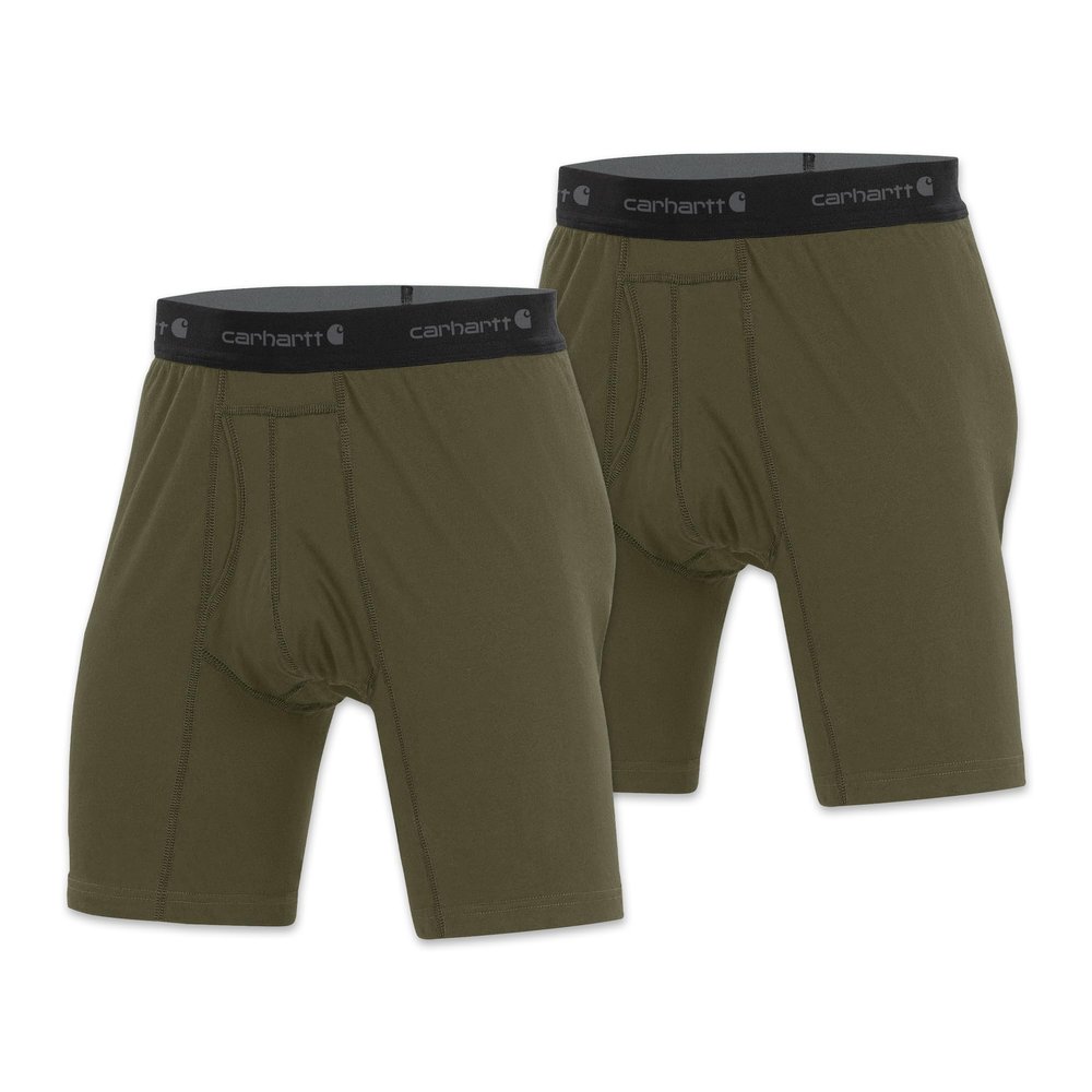 Carhartt Men's MBB125 8 Inch Basic Boxer Brief 2-Pack - Large - Burnt Olive