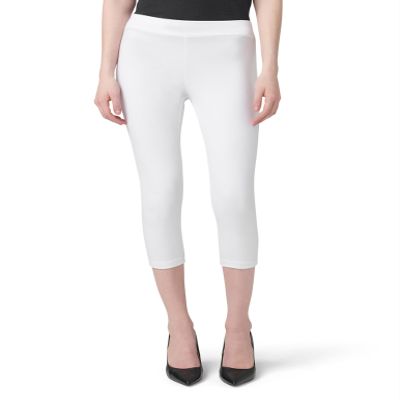 HUE womens Wide Waistband Blackout Cotton Capri Leggings, Assorted Hosiery, White, 3X US