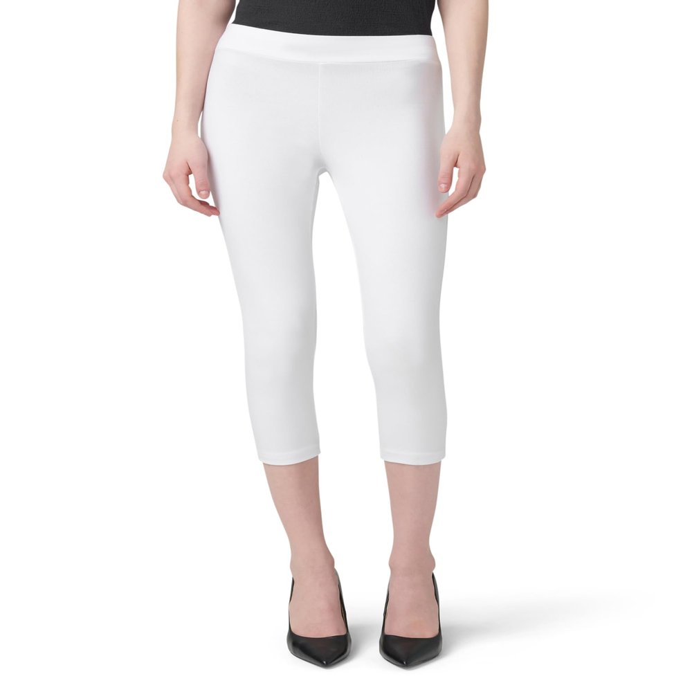 HUE womens Wide Waistband Blackout Cotton Capri Leggings, Assorted Hosiery, White, 3X US