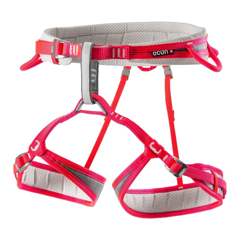 Ocun Neon 3 Womens Climbing Sport Harness - Lightweight, Three Buckle Rock Climbing Harness, Pink, Large