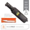 OUTDOOR EDGE RazorMax - Replaceable Fixed Blade Hunting Knife with 3.5" Drop-Point, 5" Boning/Fillet Blades, Belt Sheath and Detachable Blade Carrier (Black, 6 Blades) view 3