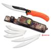 OUTDOOR EDGE RazorMax - Replaceable Fixed Blade Hunting Knife with 3.5" Drop-Point, 5" Boning/Fillet Blades, Belt Sheath and Detachable Blade Carrier (Orange, 6 Blades) view 2
