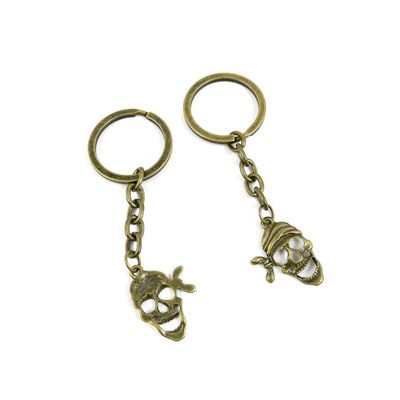 5 Items Keychain Keyring Key Tags Chains Rings Jewelry Bag Charms F4GP3 Pirate Skull