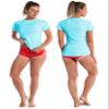 BUBBLELIME 4 Styles Long/Short Sleeve Rashguard for Women UPF 50+ Sun Protection - Basic Short Sleeve_Blue X-Small_BWST002 view 3