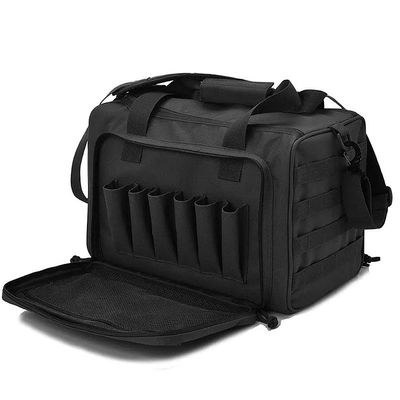 UNISTRENGH Tactical Gun Range Bag Shooting Duffle Bags for Handguns Pistols with Lockable Zipper, Heavy Duty Antiskid Feet (Black)