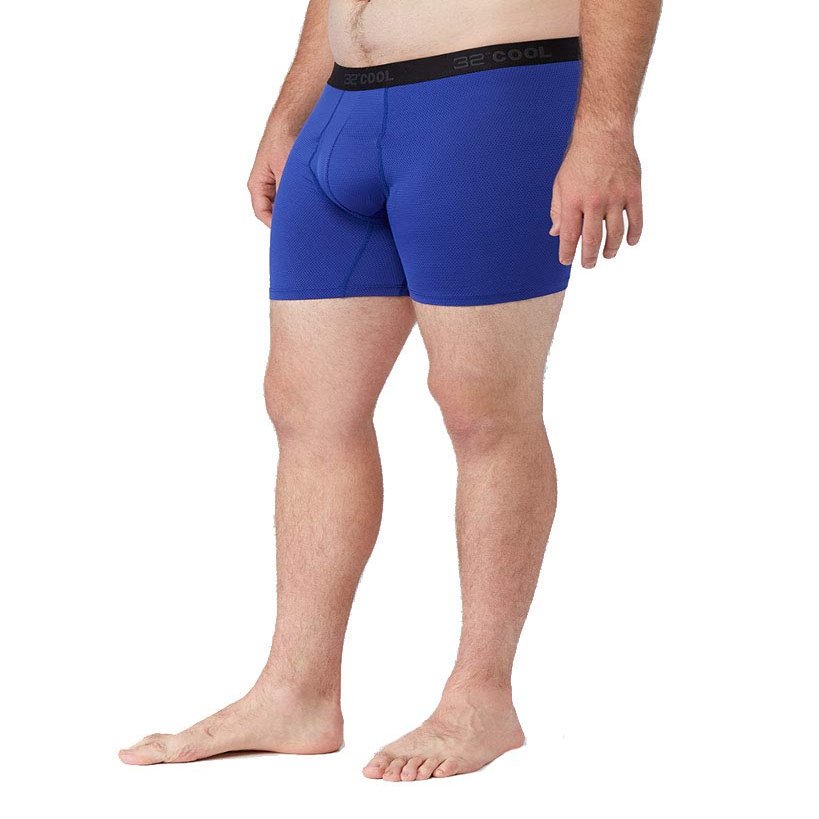 32 Degrees Mens Active Mesh Boxer Brief, Blue Vibe, Xlarge