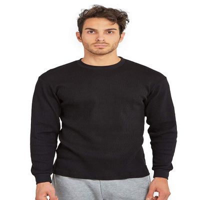 Men's Classic Waffle-Knit Heavy Thermal Top (XL, Black)