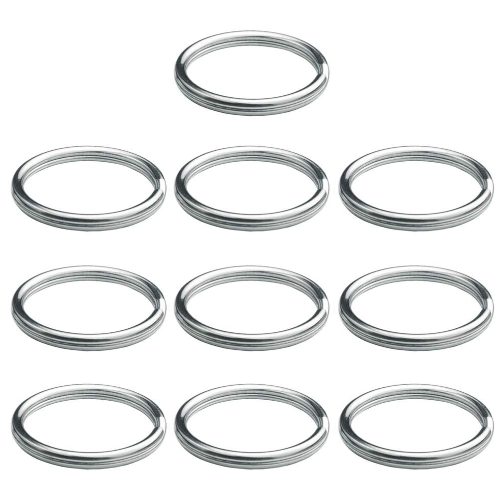 Marine Grade 316 Stainless Steel Key Ring Key Chain Heavy Duty Keychain Split Ring Connector for Scuba Gear BCD Attachment (30mmx10)