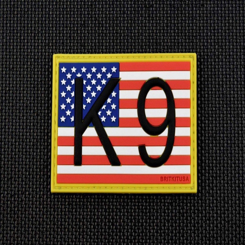 BritKitUSA K9 US Flag 3D PVC Morale Patch - Full Color Patriot Stars & Stripes America