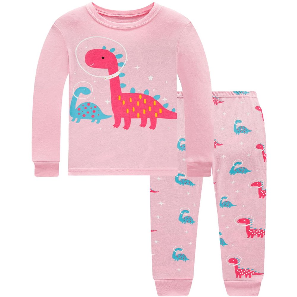 Dolphin&Fish Girls Pajamas 100% Cotton Toddler Pjs Long Sleeve Kid Sleepwear Sets 2T Purple