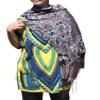 Full Funk Light Silky Artistic Throw Over Scarf or Shawl, 19 x 62 inches, Silver Trimmed Flower Bloom - Dark Brown view 1