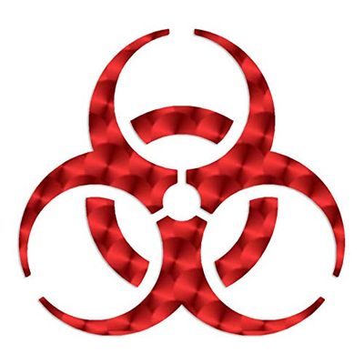 Bio Hazard Symbol - Vinyl Decal Sticker - 12.75" x 12" - Red Engine Turn
