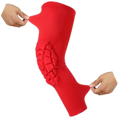 Knee Pads Compression Leg Sleeve Knee Sleeve for All Sports Wrestling Protector Gear, 1 Pair of Knee Paded(Red_2 Pack, Small)