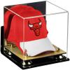 Better Display Cases Acrylic Basketball Hat or Cap Display Case with Mirror, Wall Mount, Gold Risers and Wood Base (A006-GR) view 1