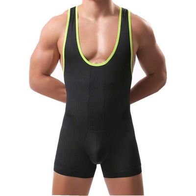 YOOBNG Men's Tank Top One Piece Wrestling Singlet Bodysuit Jumpsuit Leotard Mini Boxer Briefs Underwear
