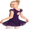Girls Ballet Dance Leotards with Flutter Sleeve Petal Skirt and Bowknot Back(YW3033-M-10) view 3