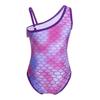 ranrann Kids Baby Girls One Piece Swimsuit One Shoulder Ruffled Children Mermaid Swimwear Bathing Suit Beachwear Purple 2-3 view 2
