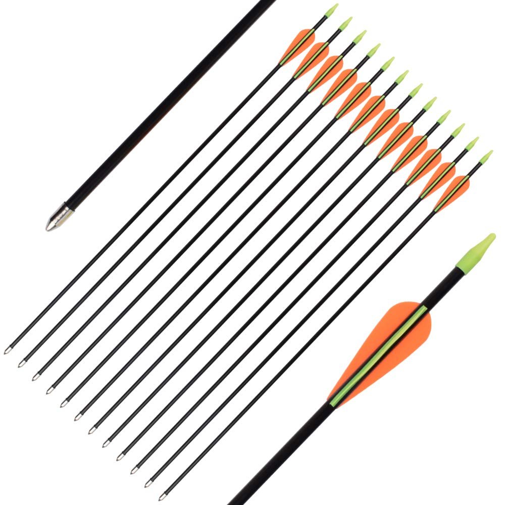 Archery Youth 24 26 28 Inch Fiberglass Archery Targeting Arrows for Youth Practise Recurvebow Compound Bow Shooting