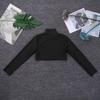 YiZYiF Kids Girls Basics Sportswear Athletic Long Sleeve Stretch Short Mock Neck T-Shirt Crop Top Black 8 view 3