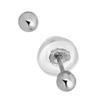 14k Real White Gold Stud Ball Earrings W/Silicone Covered Gold Pushbacks - 3 mm view 2