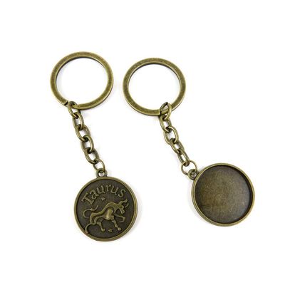 1 Items Keychain Keyring Key Tags Chains Rings Jewelry Bag Charms K2FG8 Taurus Cabochon Blank Tag