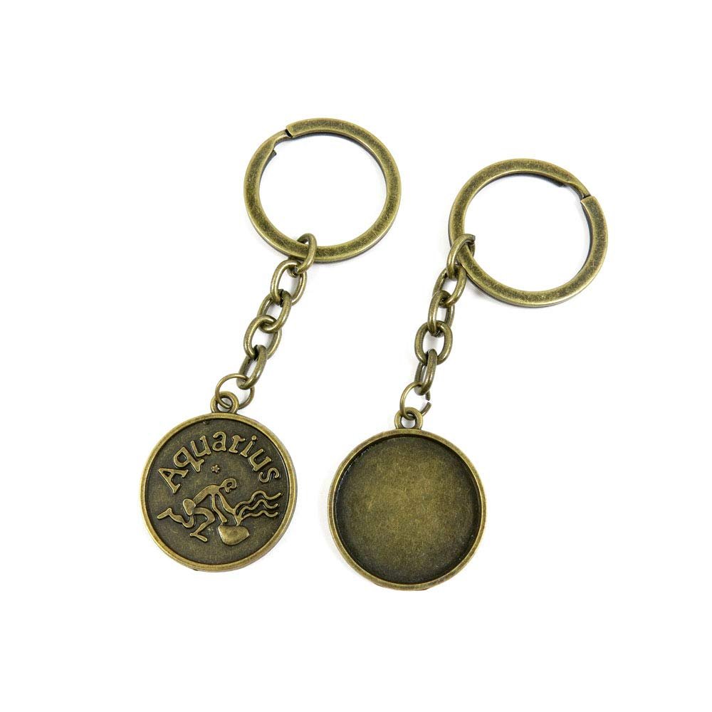 1 Items Keychain Keyring Key Tags Chains Rings Jewelry Bag Charms K9NP9 Aquarius Cabochon Blank Tag