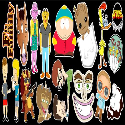 17 Adult Cartoon Vinyl Sticker Pack #1