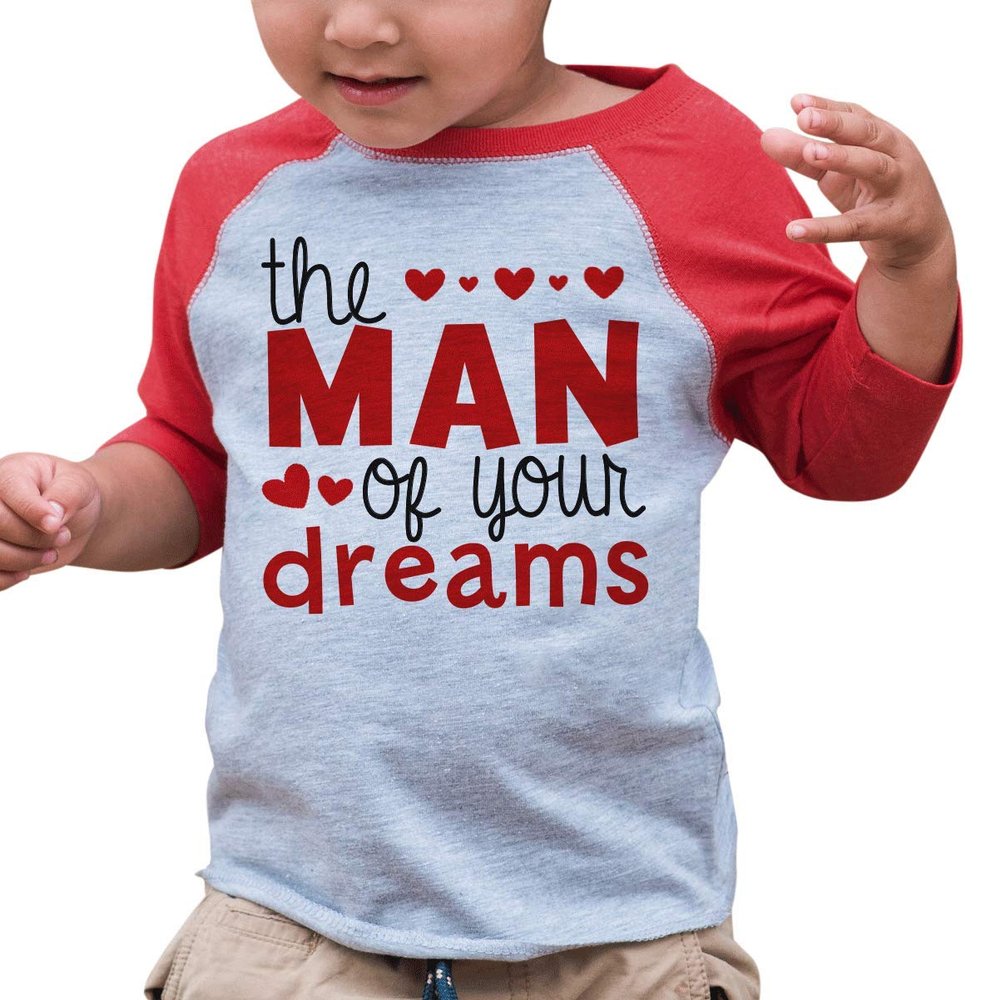 7 ate 9 Apparel Boy's Valentine's Day Toddler Vintage Baseball Shirt T-Shirt 6 Months Red and Grey
