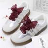 WEGOODZF Ruffle Organza Shoe Laces: 4CM Wide 39 inch Burgundy Flat Flounce Shoelaces for Sneakers view 2