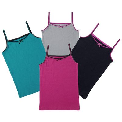 Buyless Fashion Girls Tank Tops - Sleeveless Cami Tanks Cotton Undershirts for Dance Gymnastics, Kids & Toddler Size (4 Pack) - TW14-GAST-7-8