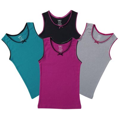 Buyless Fashion Tank Tops for Girls- Sleeveless Cami Tanks Cotton Undershirts for Dance Gymnastics Kids Toddler Size (4 Pack) - TW14-GA-6-7