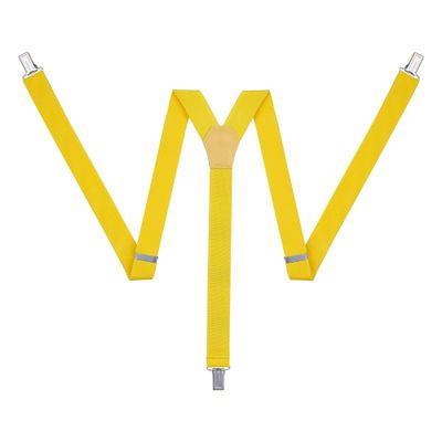 Action Ward Unisex Suspenders for Men and Women - 1" Width - Y Back with Strong Clips - One Size Fits All (Yellow)
