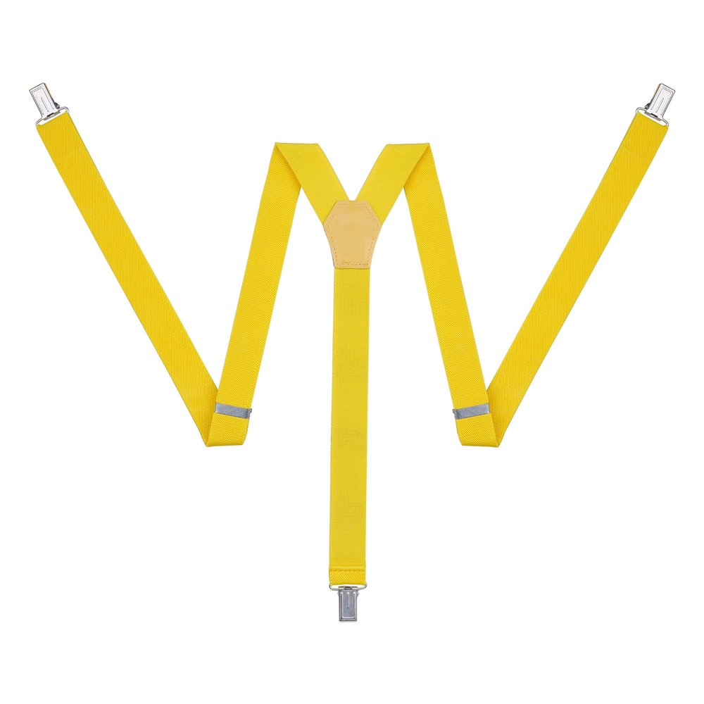 Action Ward Unisex Suspenders for Men and Women - 1" Width - Y Back with Strong Clips - One Size Fits All (Yellow)