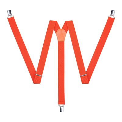 Action Ward Unisex Suspenders for Men and Women - 1" Width - Y Back with Strong Clips - One Size Fits All (Orange)