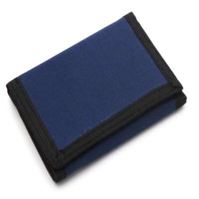 RFID Trifold Canvas Outdoor Sports Wallet for Kids - Front Pocket Wallet with Magic Sticker (Navy Blue)