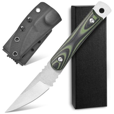 Ccanku C1390 Fixed Blade Knifes 7.3-Inch Outdoor Survival Tools D2 Blade Steel & G10 Handle with Kydex Sheaths Clip for Outdoor Activities, Camping, Bushcraft and Hunting(Silver)