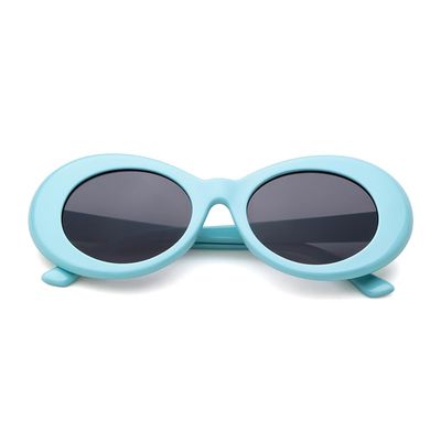 Laurinny Sunglasses Blue Clout Goggles for Women Men Retro Oval Sun Glasses Blue Cute Round Party Costume Frame