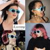 Laurinny Sunglasses Blue Clout Goggles for Women Men Retro Oval Sun Glasses Blue Cute Round Party Costume Frame view 3