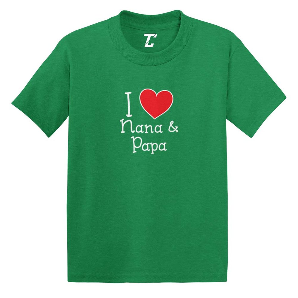 I Love My Nana & Papa - Heart Cute Infant/Toddler Cotton Jersey T-Shirt (Kelly, 12 Months)