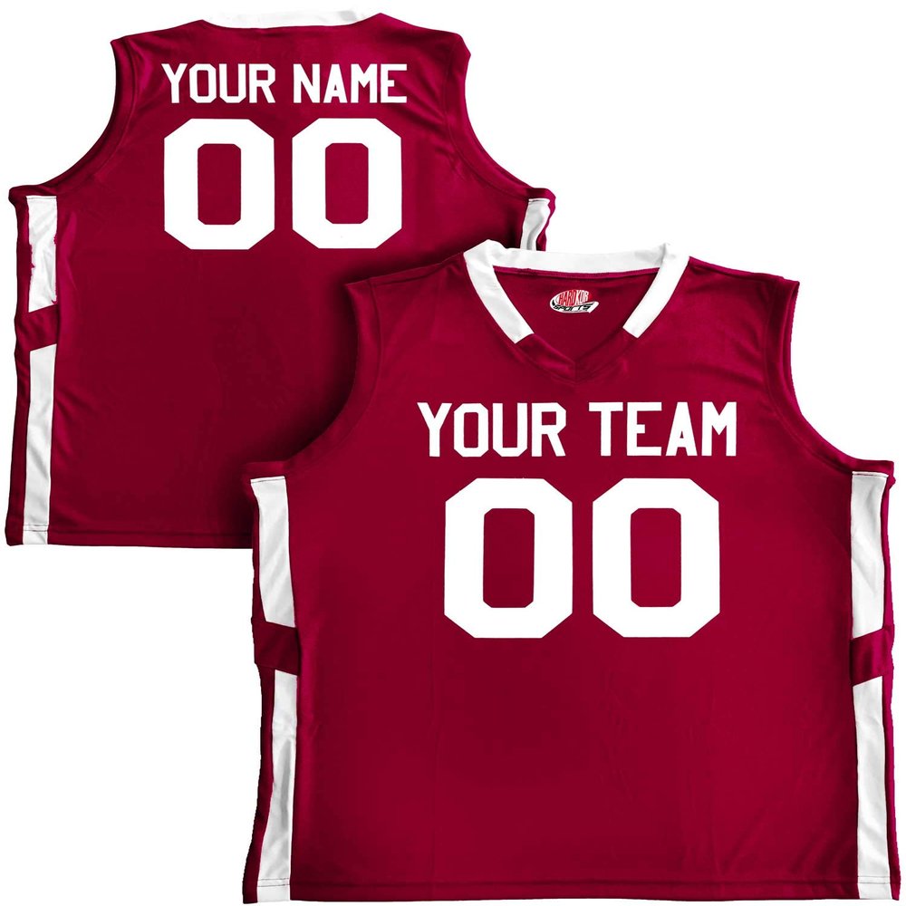 Custom Basketball Short Old School Style Cardinal and White Adult 3X-Large