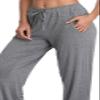 Jorlyen Flowy Workout Yoga Pants with Drawstring Women Pockets High Waist Pants Lounge Casual Leggings Running Walking Loose Fitting Daily Trousers, Grey M view 2