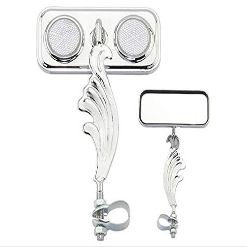 Chrome Rectangle Wing Bike Mirror Right with Clear Reflectors. Bike mirror, bicycle mirror, bike accessory, bicycle accessory.
