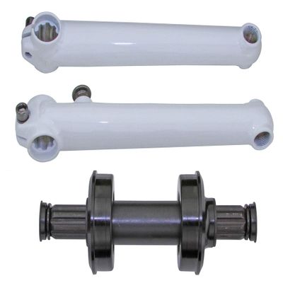 Alta Chromoly Bicycle Crank Set 175mm American Sealed Bottom Bracket 8 Splines, Multiple Colors. (White)