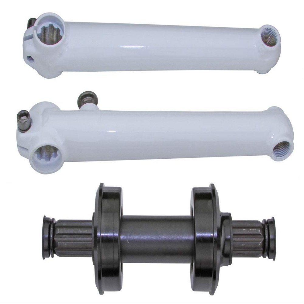 Alta Chromoly Bicycle Crank Set 175mm American Sealed Bottom Bracket 8 Splines, Multiple Colors. (White)