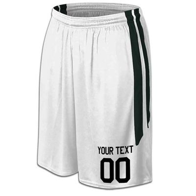 Custom Basketball Short Old School Style White and Black Adult 3X-Large