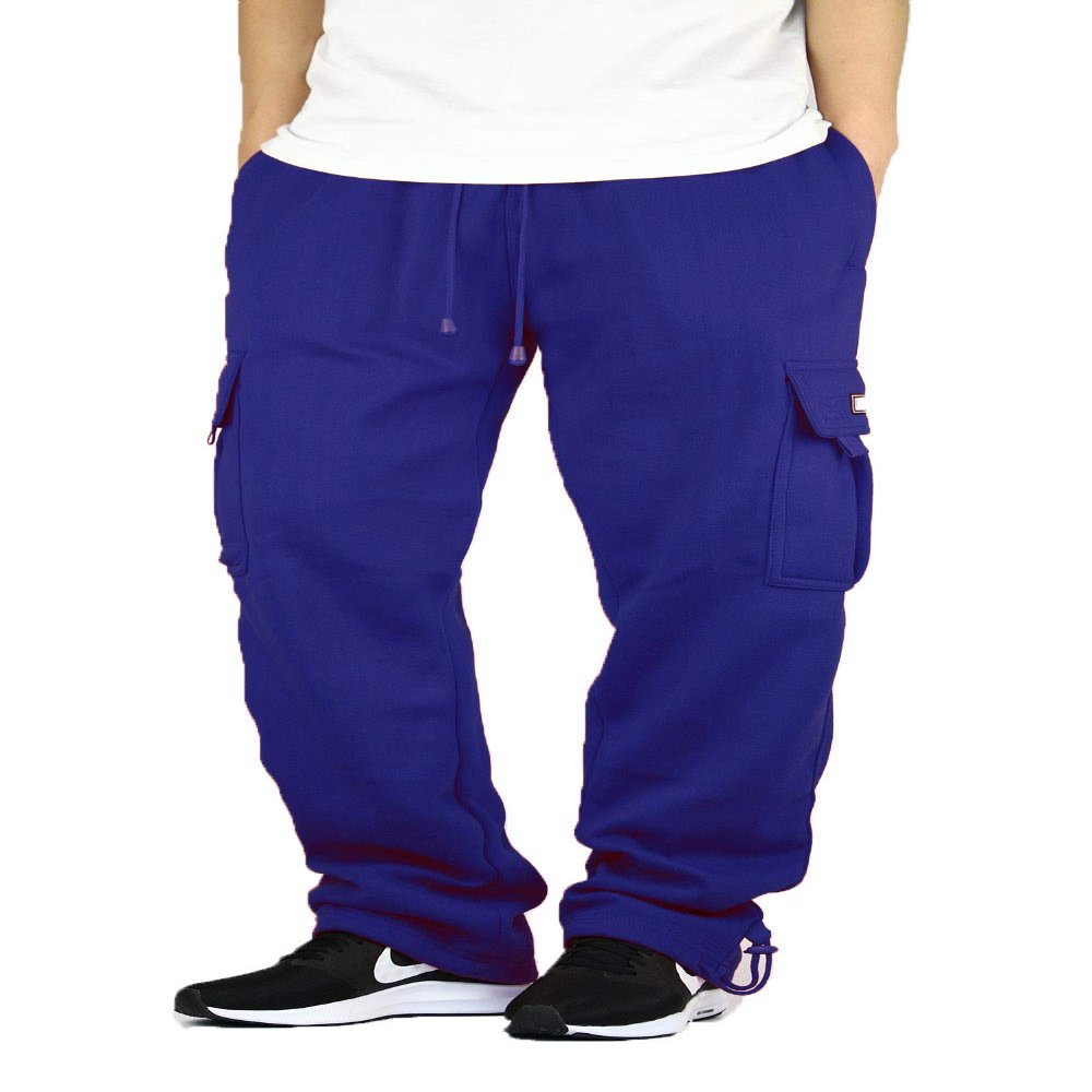 AIRNINE Men's Fleece Cargo Sweatpants Heavyweight M-5XL (Royal Blue, Medium)