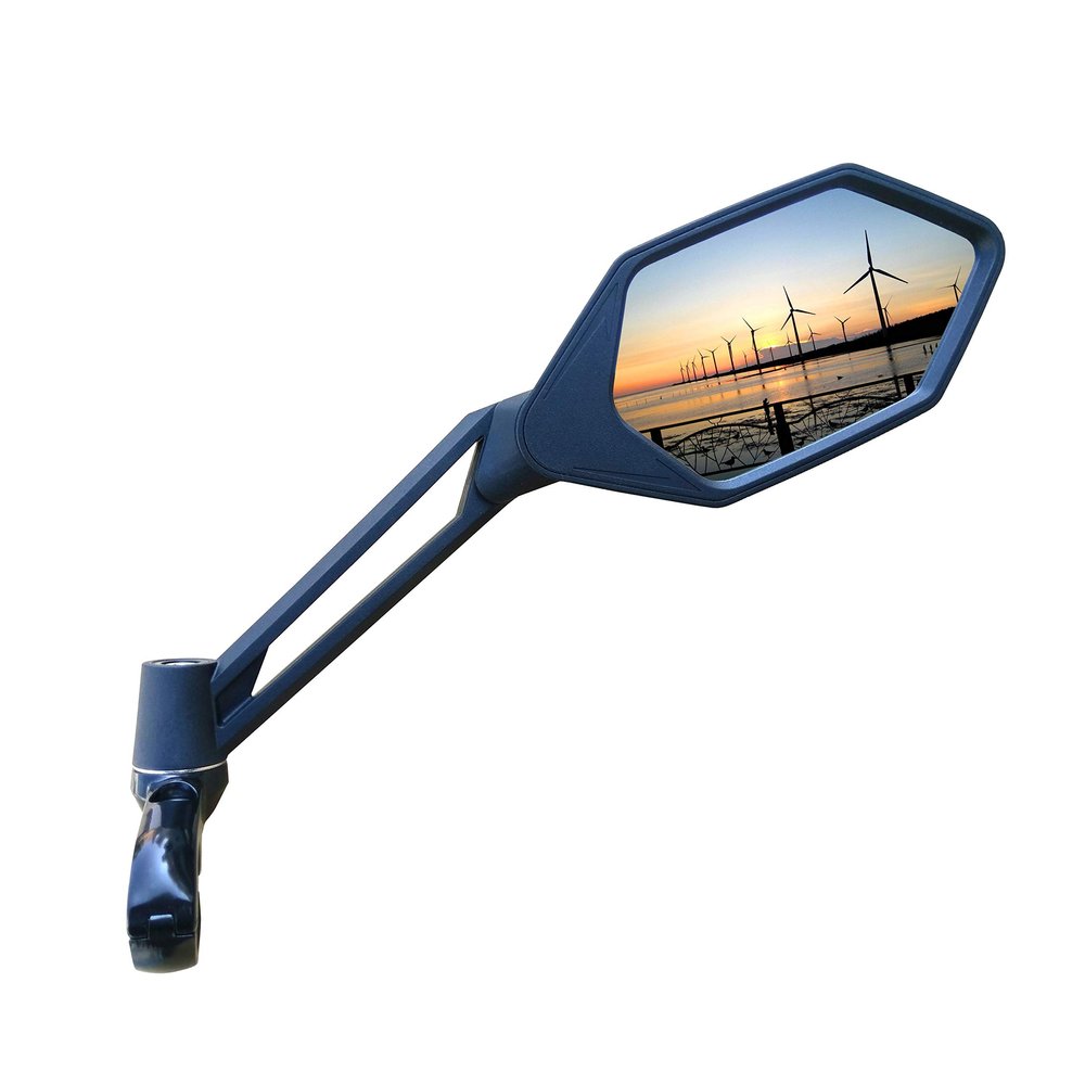 MEACHOW New Scratch Resistant Glass Lens,Handlebar Bike Mirror, Adjustable Safe Rearview Mirror, Bicycle Mirror (Silver Right Side) ME-005RS
