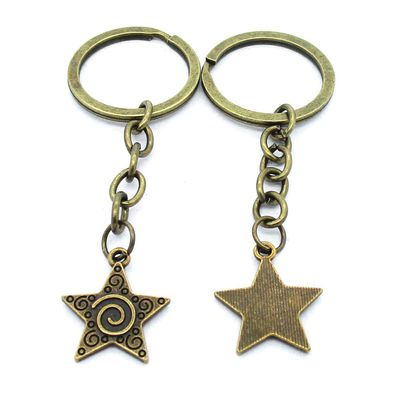 5 Items Keychain Keyring Key Tags Chains Rings Jewelry Bag Charms AA442 Five-Pointed Star