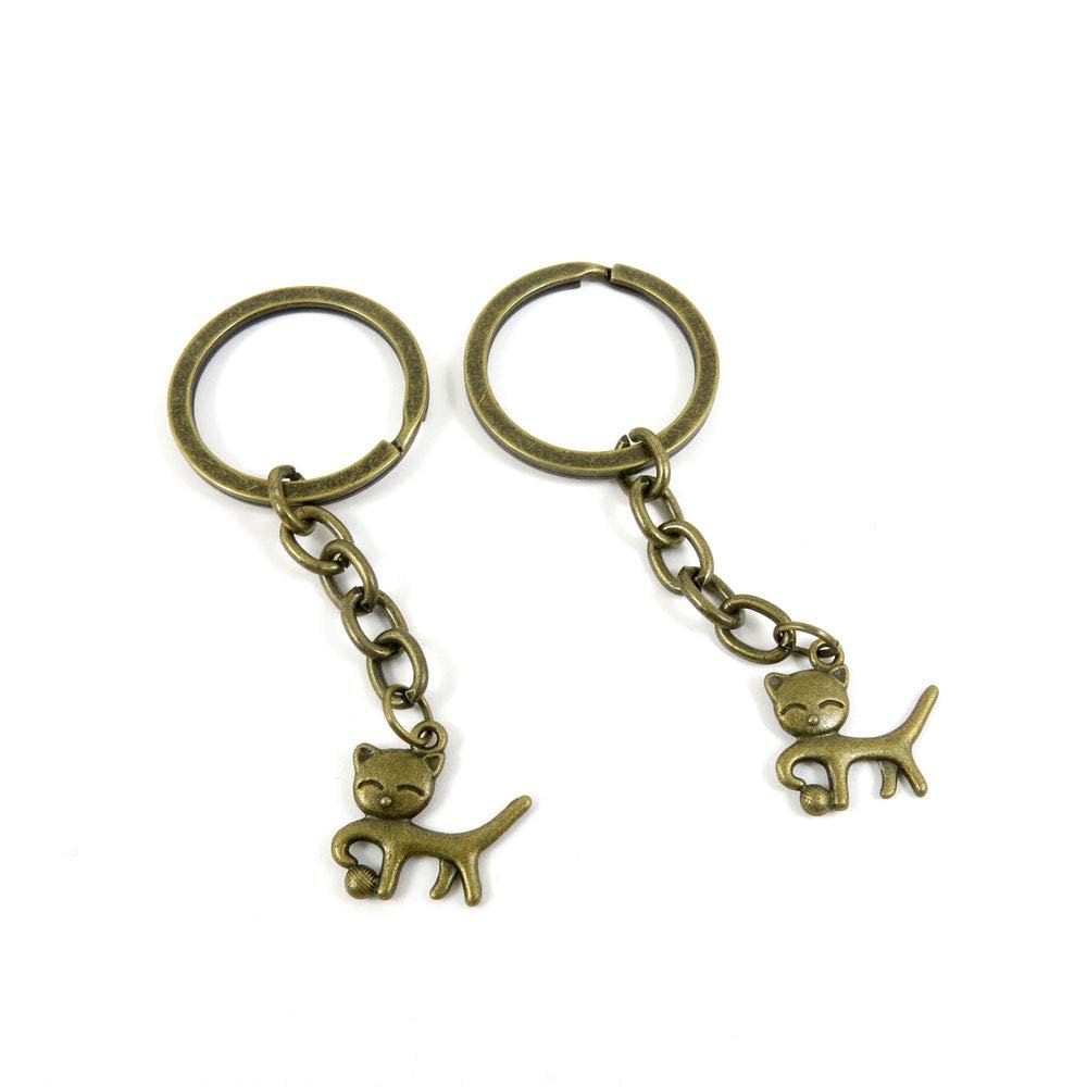 5 Items Keychain Keyring Key Tags Chains Rings Jewelry Bag Charms W6CV3 Cat Kitten