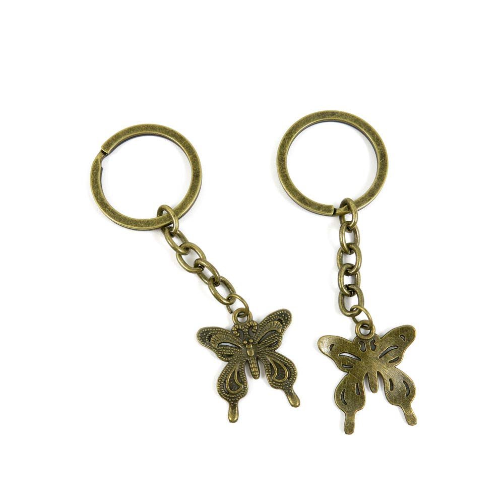 20 Items Keychain Keyring Key Tags Chains Rings Jewelry Bag Charms Z5PW4 Butterfly